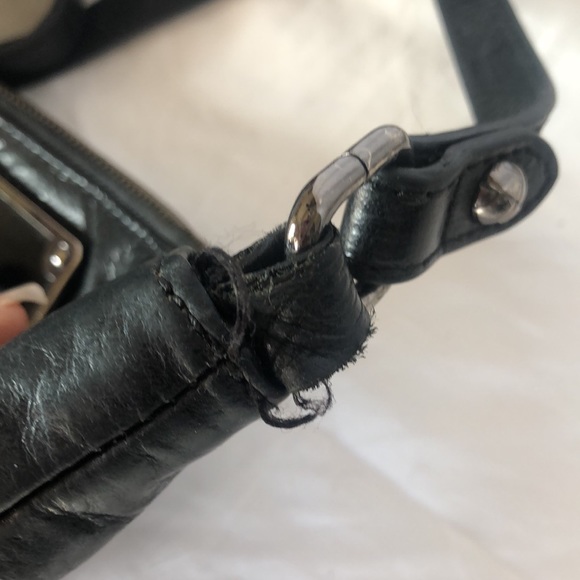 ELLIOT LUCCA black buttery soft 100% leather crossbody. Black tassels in front. - Picture 8 of 15